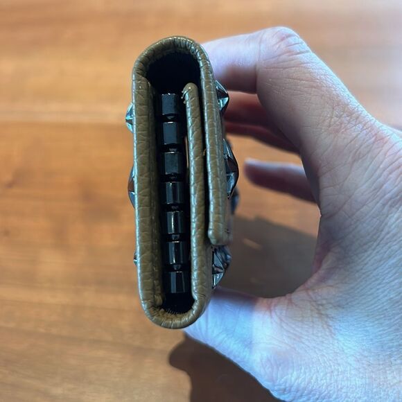 Jimmy Choo Neptune Star Studs Key Case Holder in Brown Leather - Picture 2 of 10